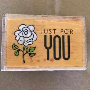 vtg Rose Just For You rubber stamp